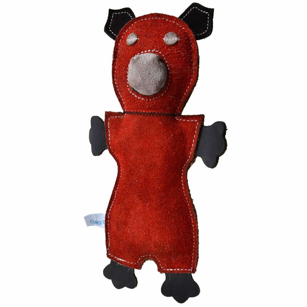 Juguete para perros GogiPet ® - Zarigüeya roja hecha de cuero genuino