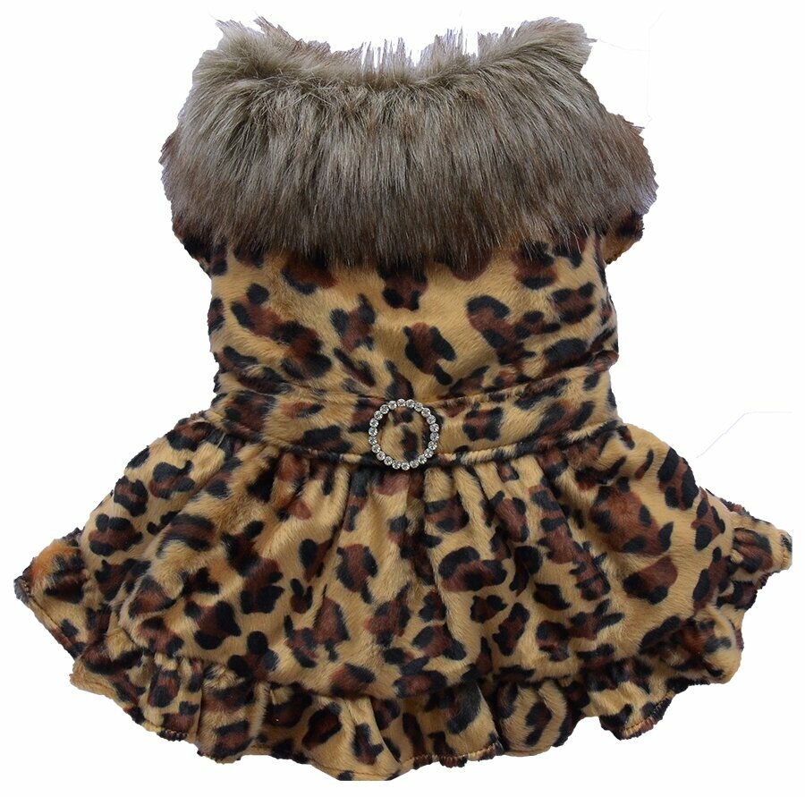 Vestido para perritas mod. Cleopatra de DoggyDolly (Animal print con estampado de leopardo) DF015