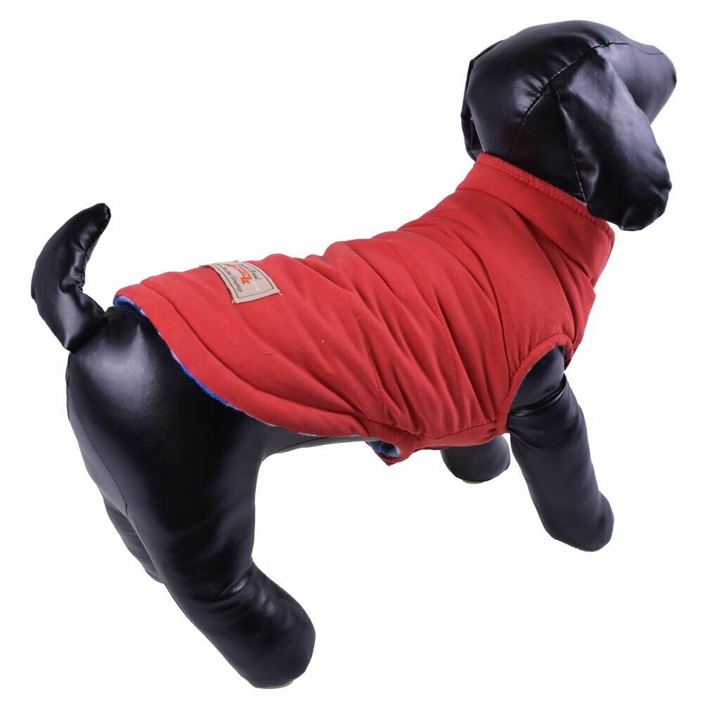 Chaleco cálido y reversible para perros, color rojo