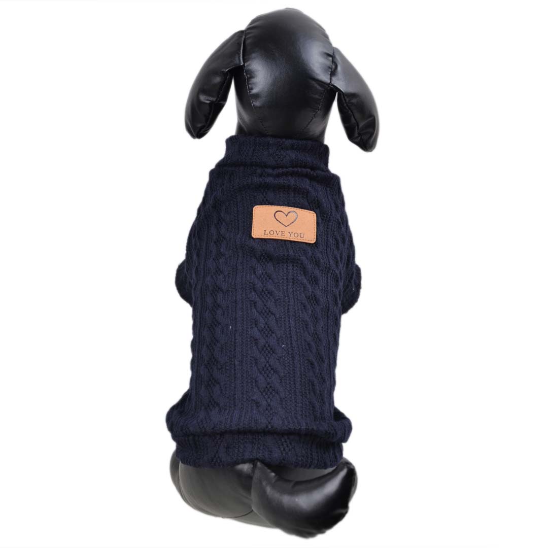 Jersey para perros con un moderno diseño de punto en color azul marino