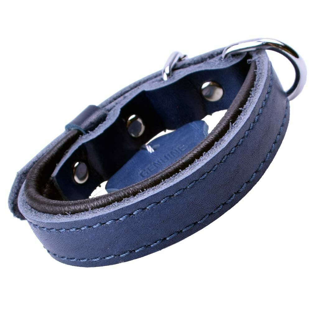 GogiPet ® collar de perro de cuero suave azul con 30 cm