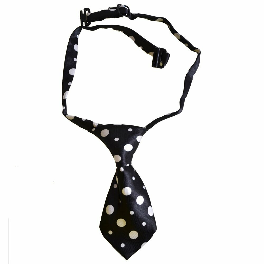 Corbata para perros hecha a mano negra con lunares blancos de GogiPet