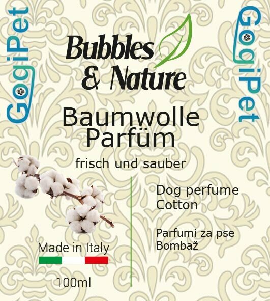 Perfume para perros con algodón de Bubbles & Nature.