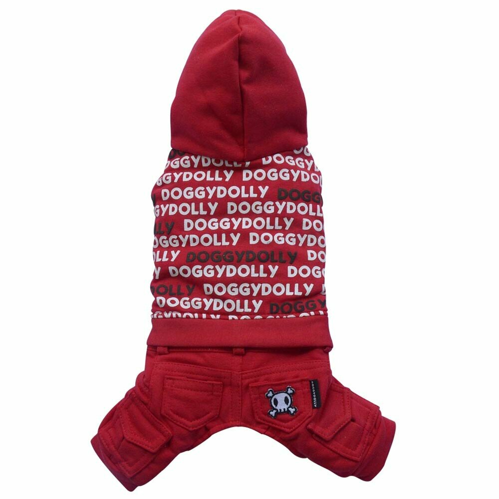 Mono para perros de algodón con capucha de DoggyDolly rojo DRF013