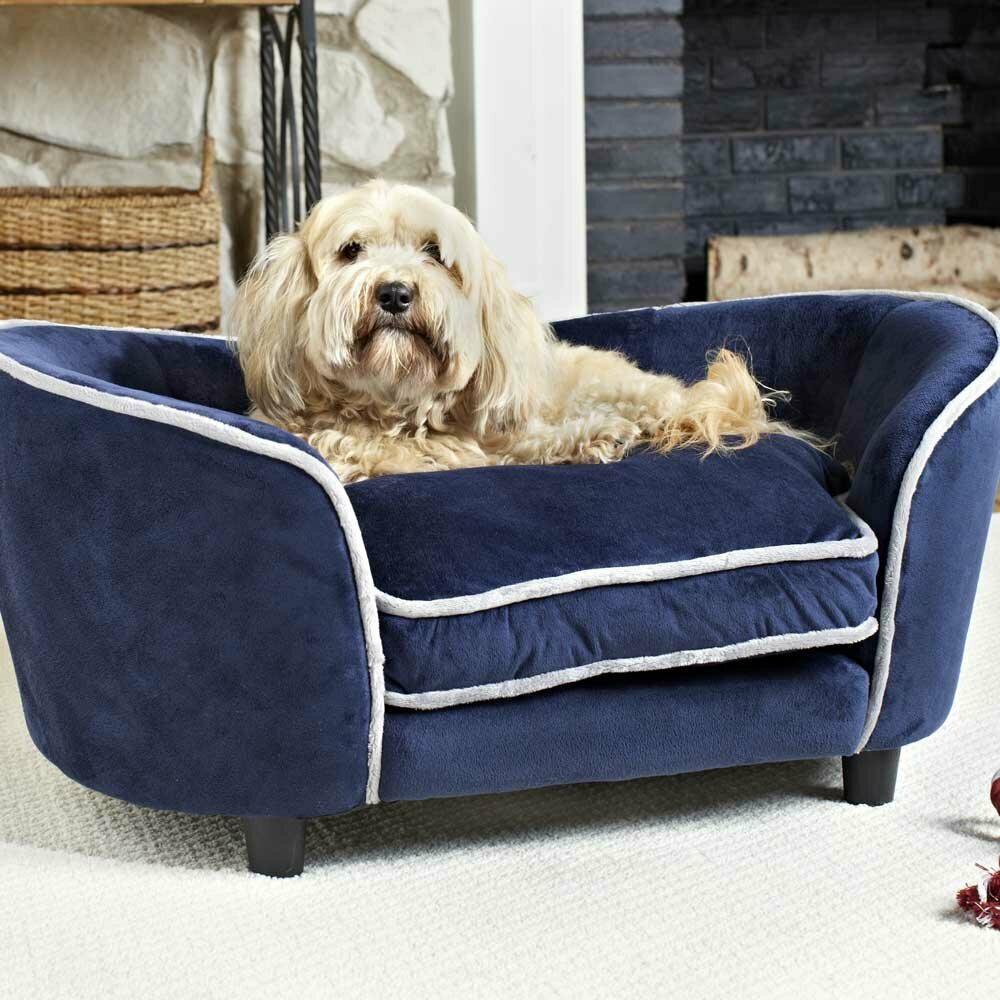 Sofá de diseño para perros en un relajante color azul, para el descanso de su mascota