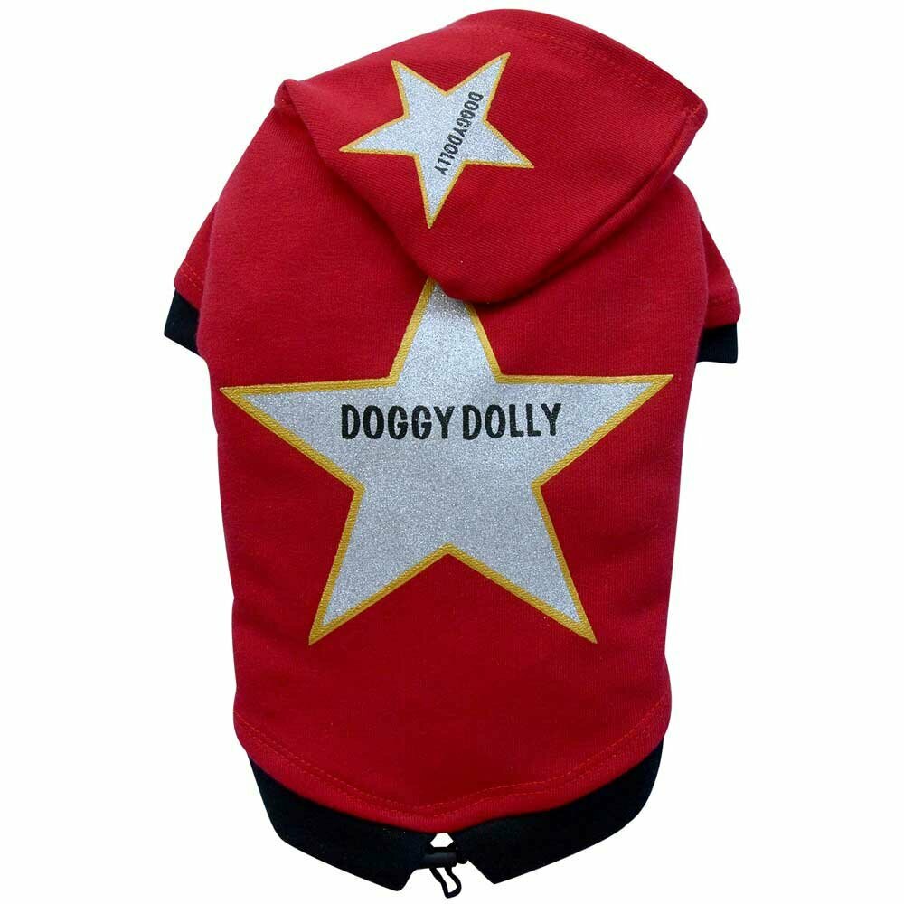 Sudadera para perros con capucha mod. "Star" de DoggyDolly, roja