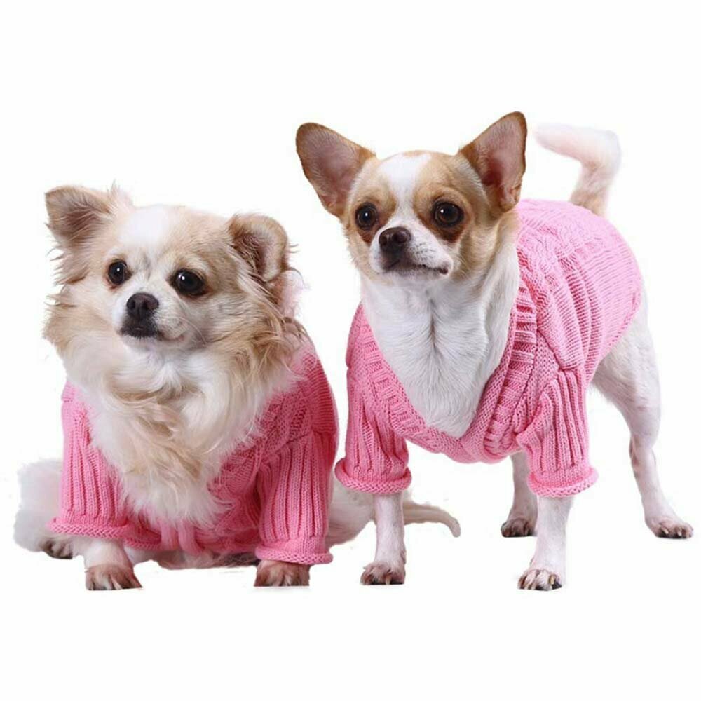 Suéter para perros de punto trenzado rosa