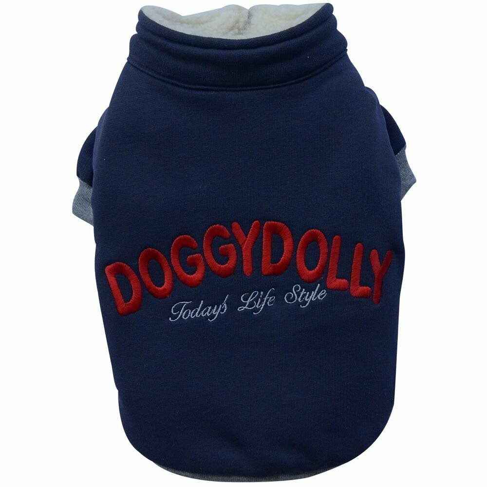Chaqueta para perros con cremallera DoggyDolly en color azul, forrada de pelo sintético