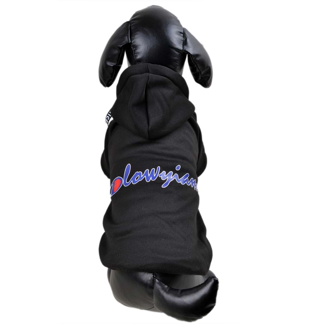 Sudadera con capucha para perros negra con look deportivo