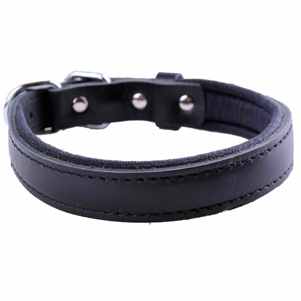 GogiPet® confort collar de perro de cuero negro con 45 cm