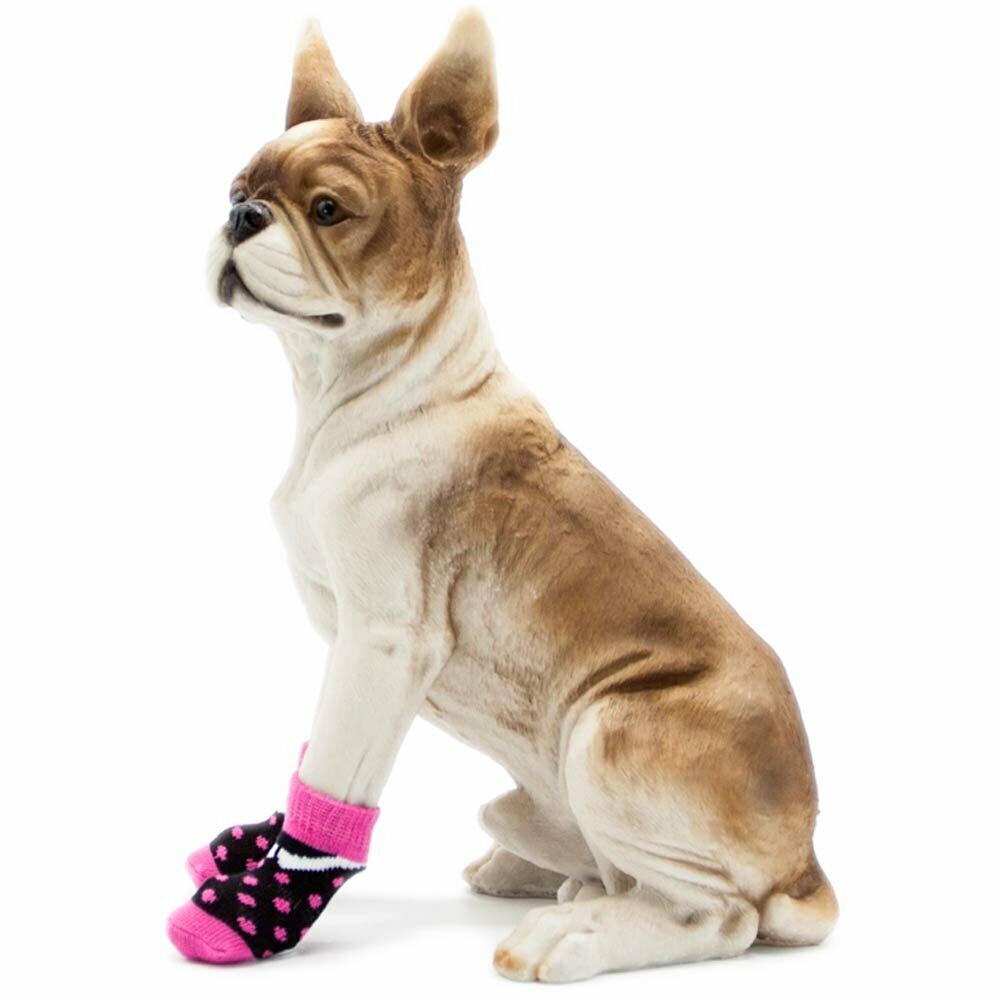 Calcetines antideslizantes para perros GogiPet, rosa-negro