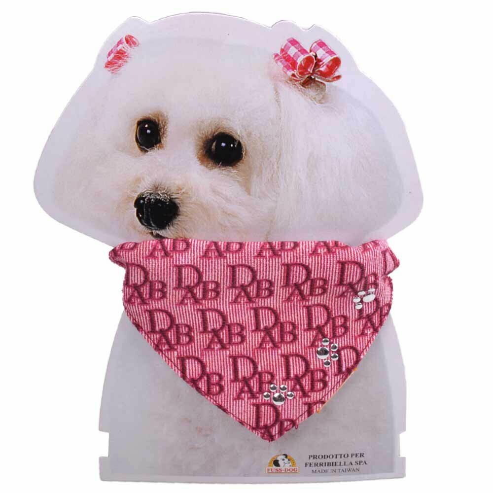 Pañuelo triangular para perros rosa con patitas - collar para perros pequeños.