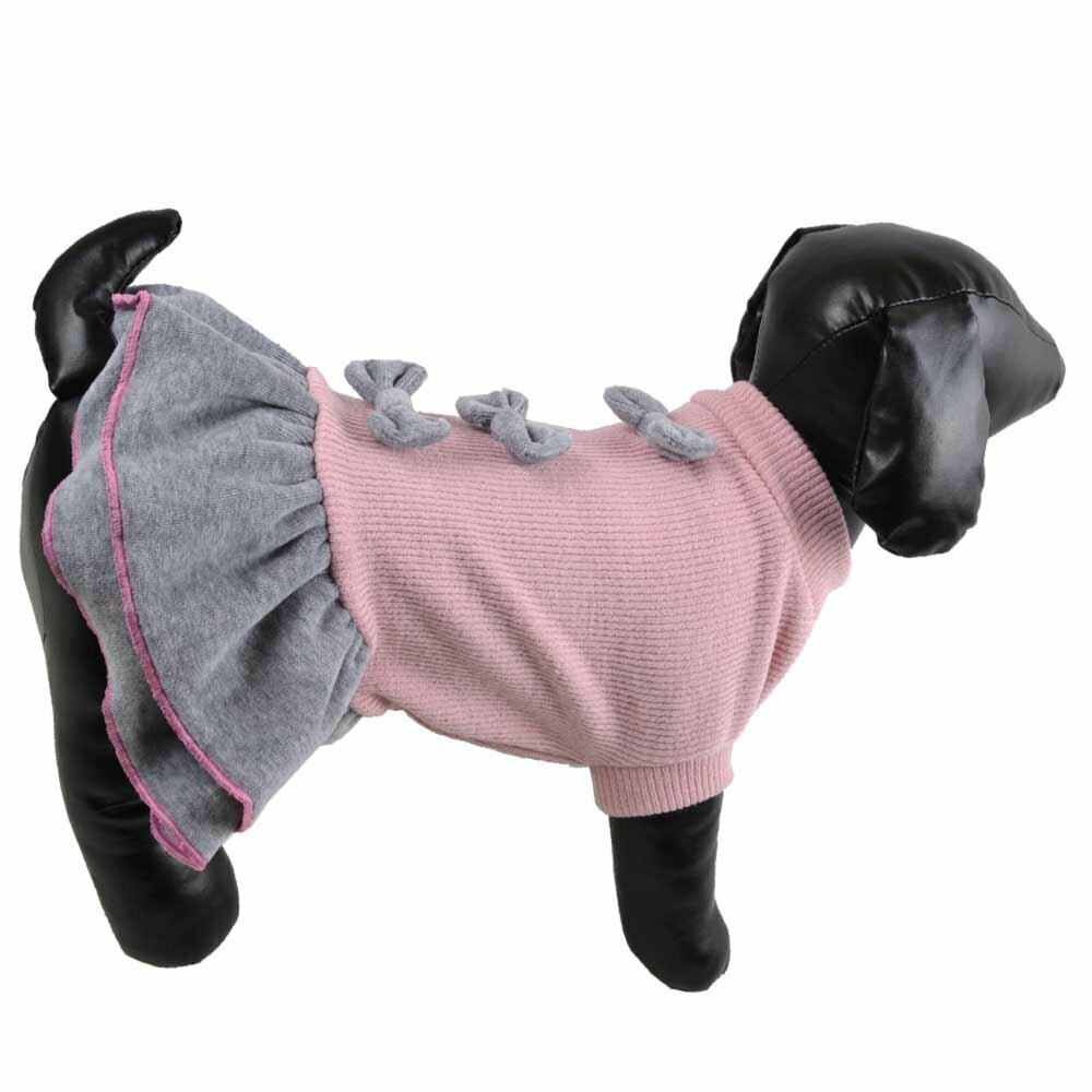 Vestido de invierno para perros "Valeria" de GogiPet, rosa y gris