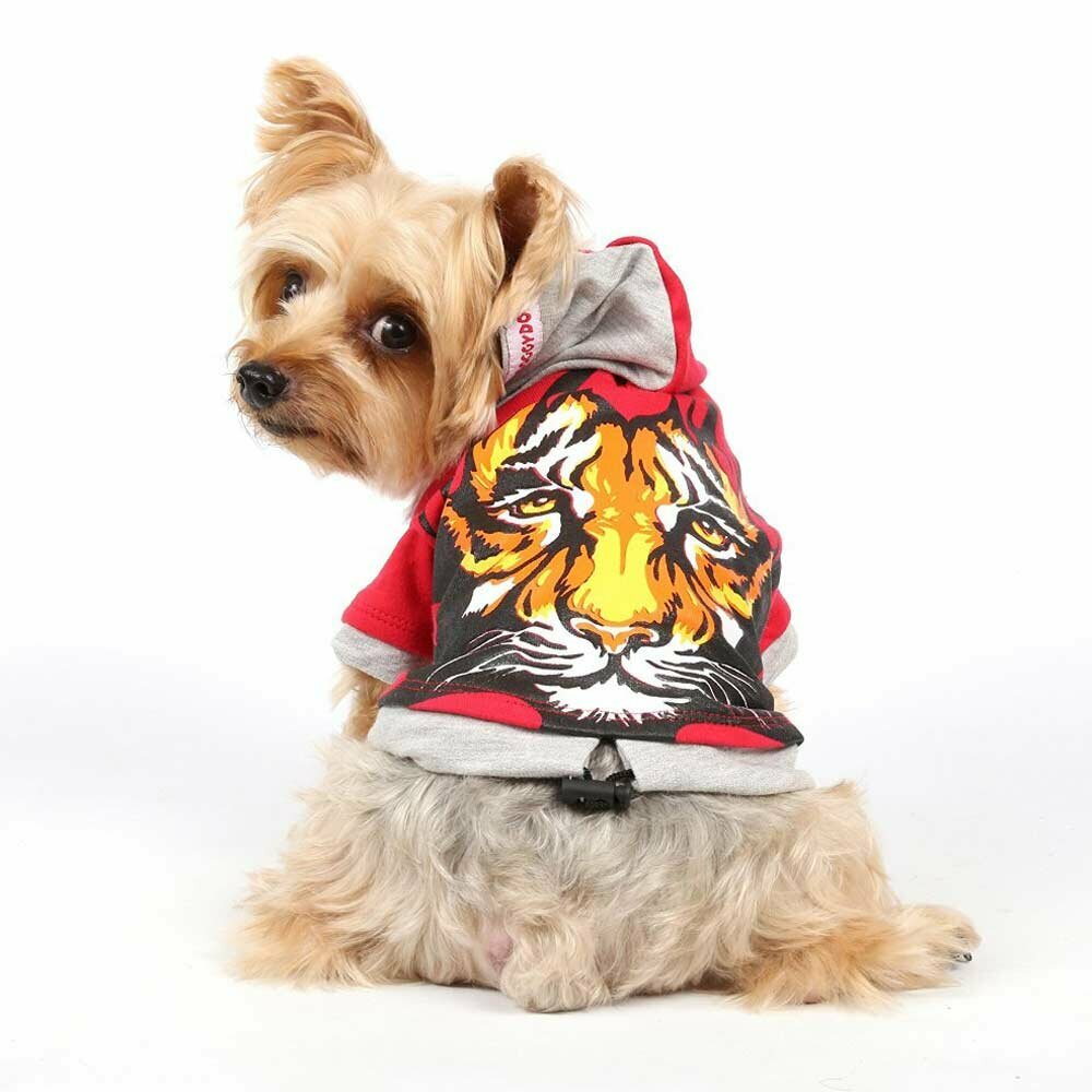 Sudadera para perros pequeños "Tigre" de DoggyDolly, roja