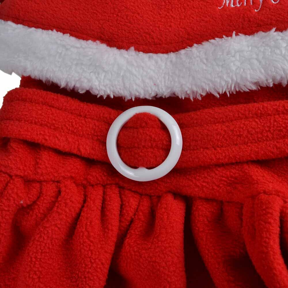 Ropa de Mamá Noel suave para perros con cinturón rojo y hebilla blanca