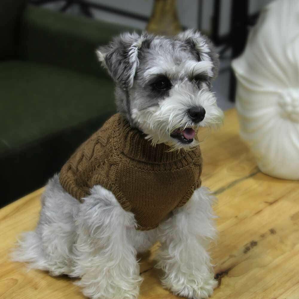 Suéter cálido de punto para perros "Queenie" de GogiPet, marrón