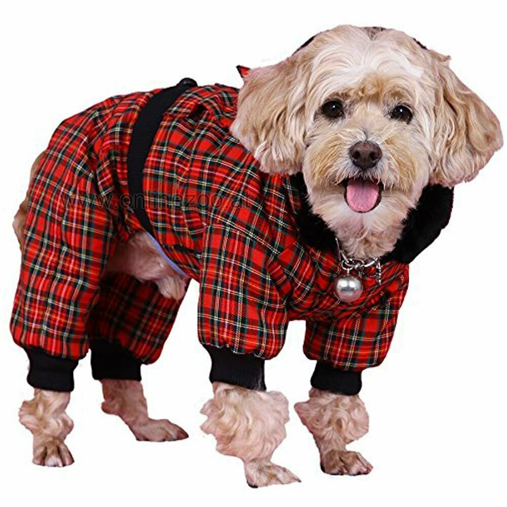 Abrigo para perros con 4 mangas a cuadros rojos para el frio invierno