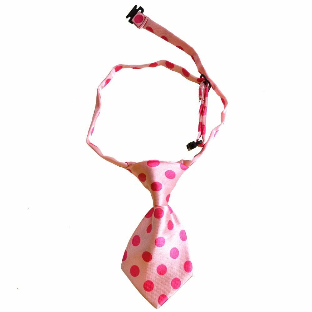 Corbata para perros hecha a mano rosa con lunares fucsias de GogiPet