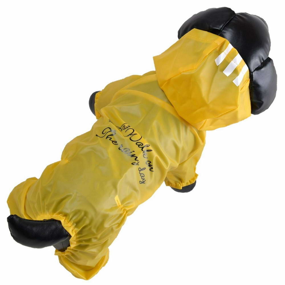 Chubasquero amarillo semitransparente para perros "Walking In The Rain" con 4 mangas 