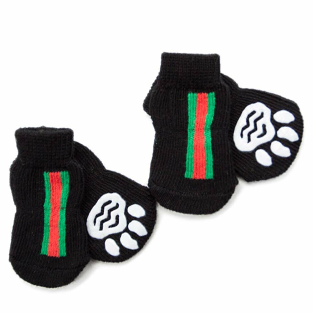 Calcetines antideslizantes para perros GogiPet, negro con rayas