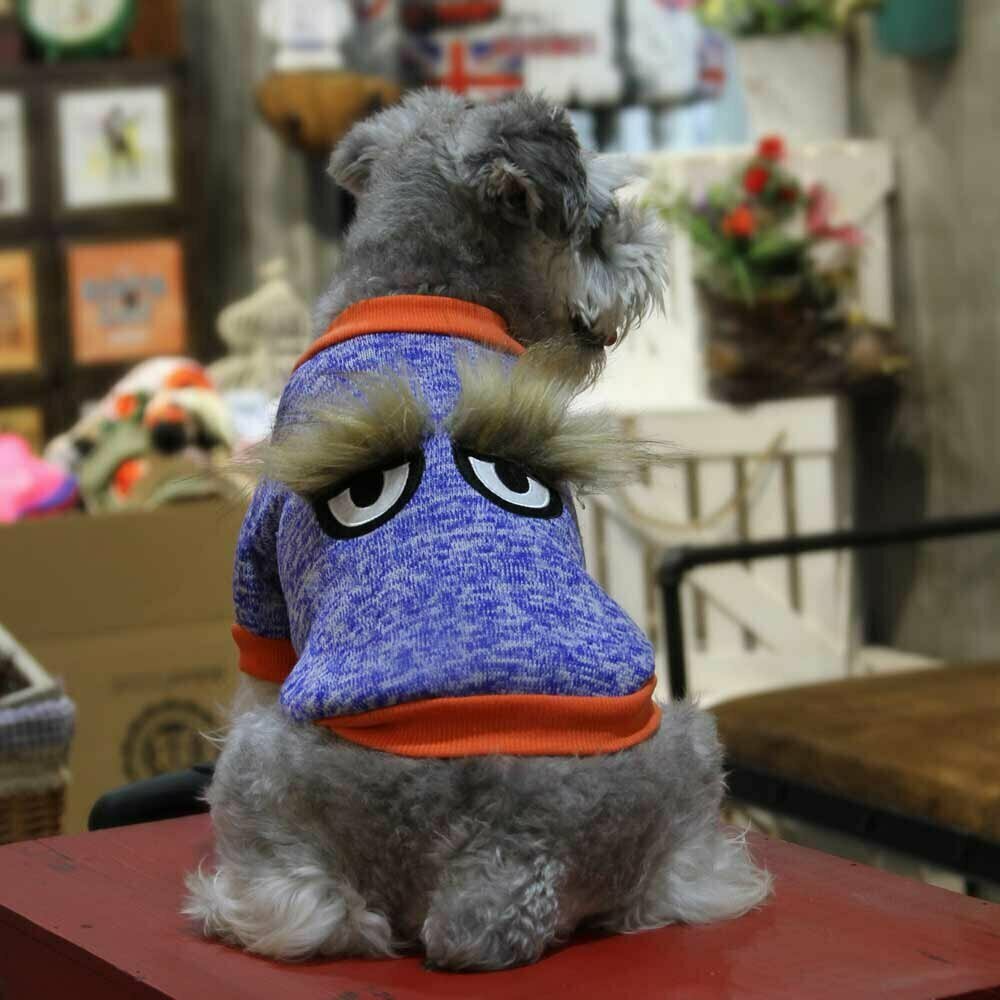 Suéter de punto para perros "Ojos bonitos" de GogiPet, azul, 100% algodón