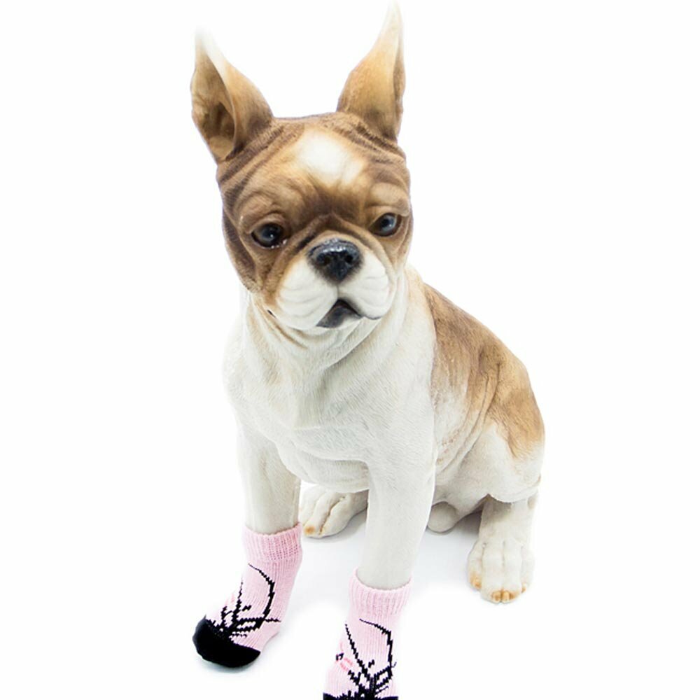 Calcetines antideslizantes para perros GogiPet, rosa loto