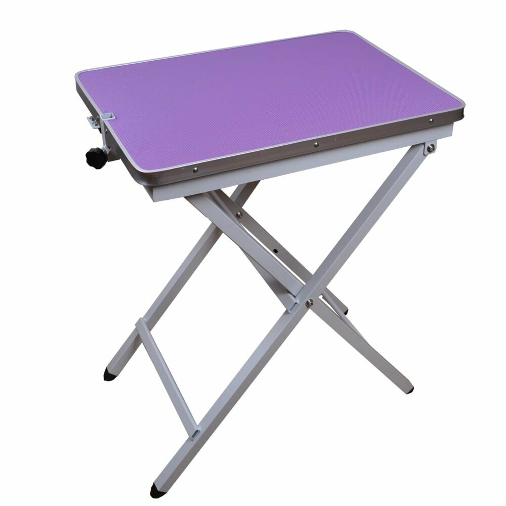 Mesa para peluqueros caninos móviles, pequeña, estable y ligera en color lila