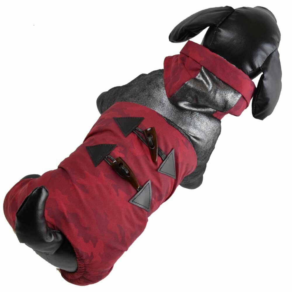 Mono con piel de ante para perros de GogiPet, rojo oscuro con 4 mangas