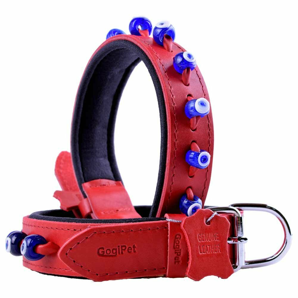 GogiPet® Nazar ojo collar de perro rojo con 60 cm