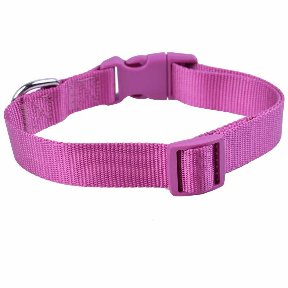 Collar para perros pequeños y grandes de nylon ajustable Super Premium de GogiPet®, lila con cierre de clic