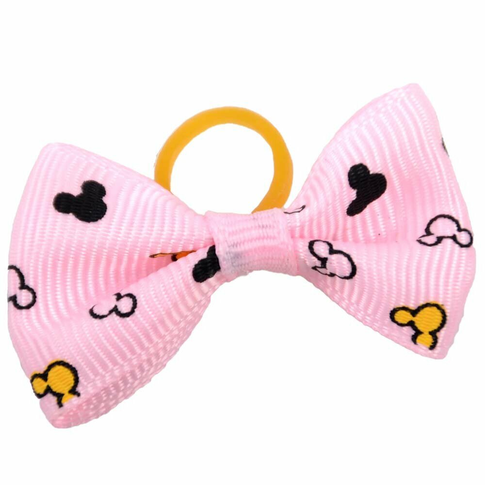 Encantador lazo para el pelo rosa con Mickey Mouse de diseño encantador con goma elástica de GogiPet