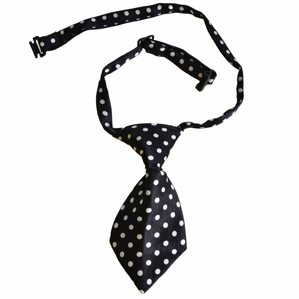 Corbata para perros hecha a mano negra con puntos blancos de GogiPet