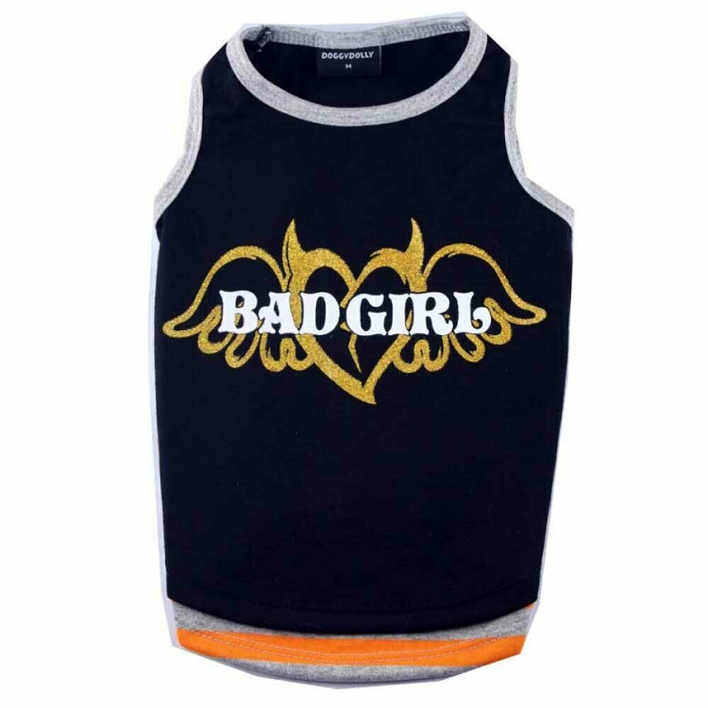 Camiseta para perritas grandes modelo Bad Girl, en color negro de DoggyDolly BD118