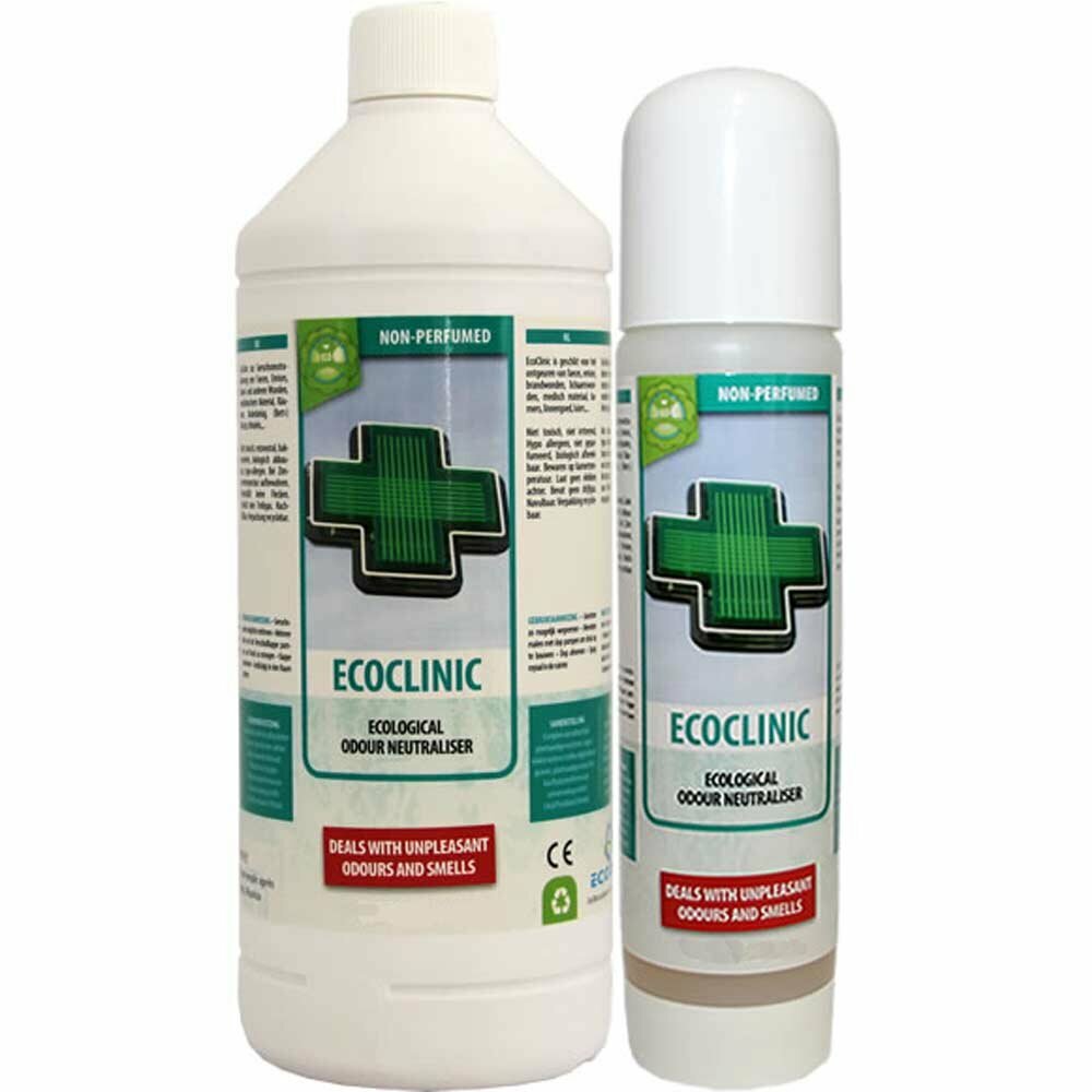 Pack ahorro Ecodor EcoClinic, 1 pulverizador de 250 ml.+ 1 botella de 1 L., contra los olores corporales, económico y ecológico.