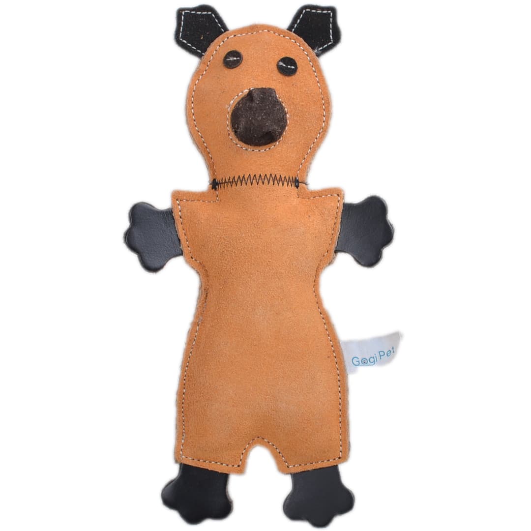 Juguete para perros GogiPet ® - Zarigüeya beige hecha de cuero genuino