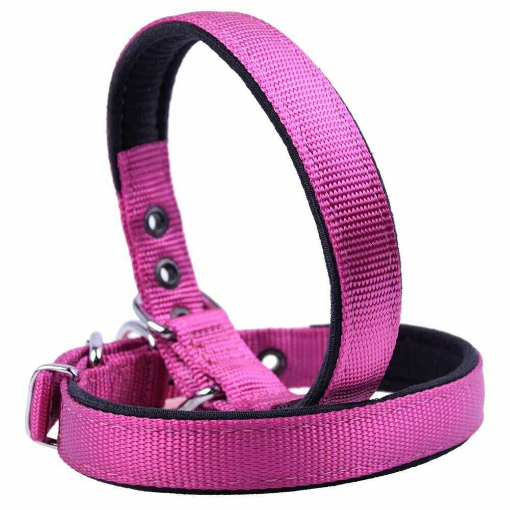 Collar para perros acolchado de nylon Super Premium mod. Confort de GogiPet®, lila hecho a mano