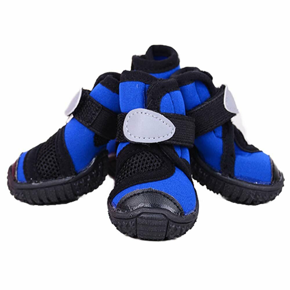 Zapatos de neopreno para perros con suela de goma, azules, 4 unidades