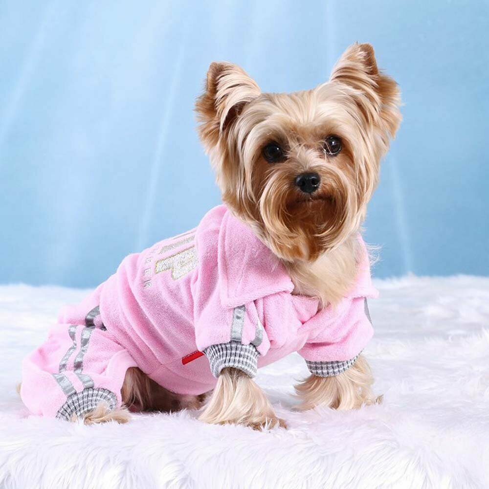 Chándal para perros de tejido niki "VIP" de Doggy Dolly rosa