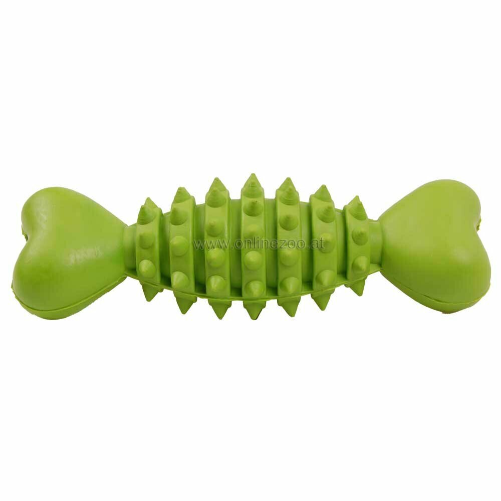 Hueso de goma verde con pinchos para perros-Perfecto para morder y limpiarse los dientes.