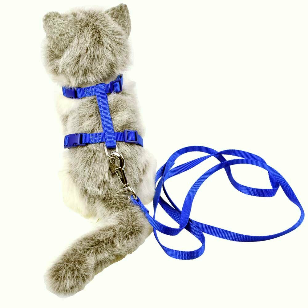 Arnés para gatos ajustable en tamaño con correa a juego GogiPet, azul