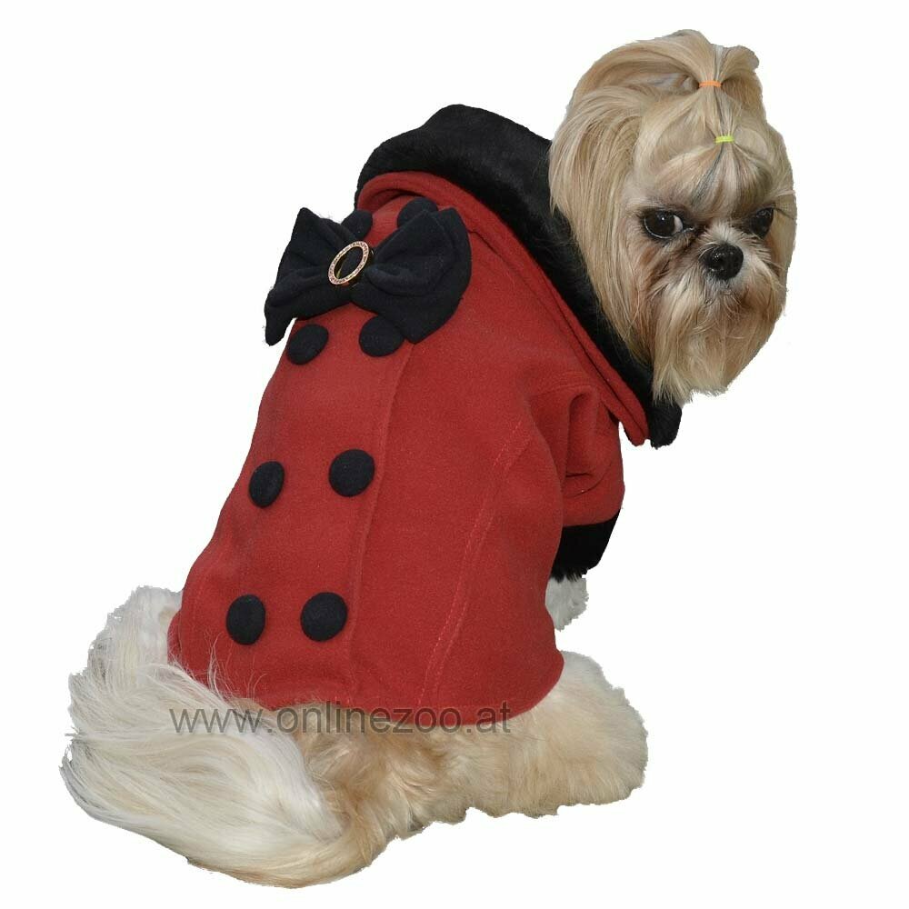 Abrigo para perros Elegant Chic de DoggyDolly en color rojo y negro