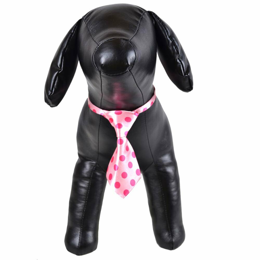 Corbata rosa con lunares fucsias para perros y gatos, grandes y pequeños.