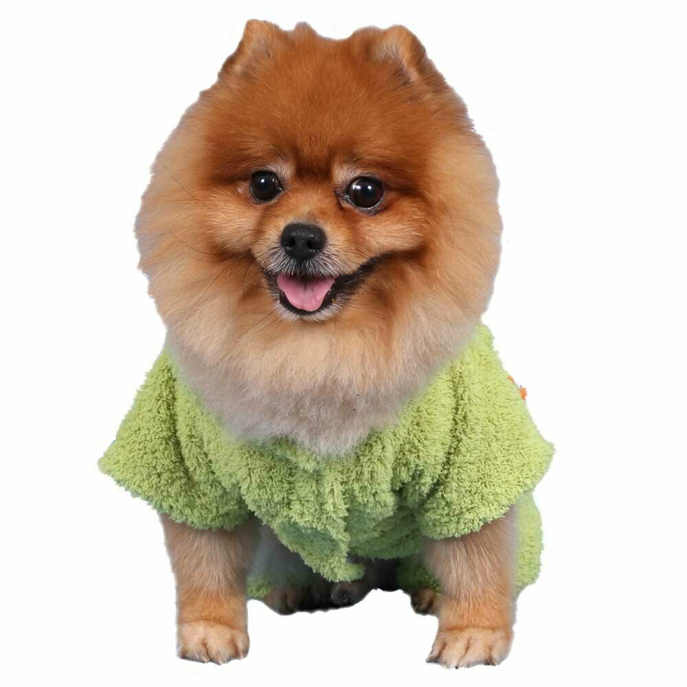 Abrigo para perros extra esponjoso verde - Ropa de entretiempo DoggyDolly para perros