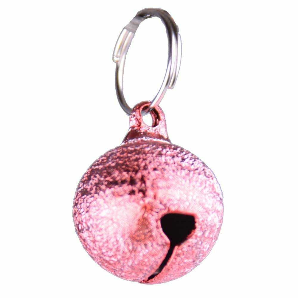 Cascabel pequeño para mascotas de metal rosa metalizado arrugado, 16 mm