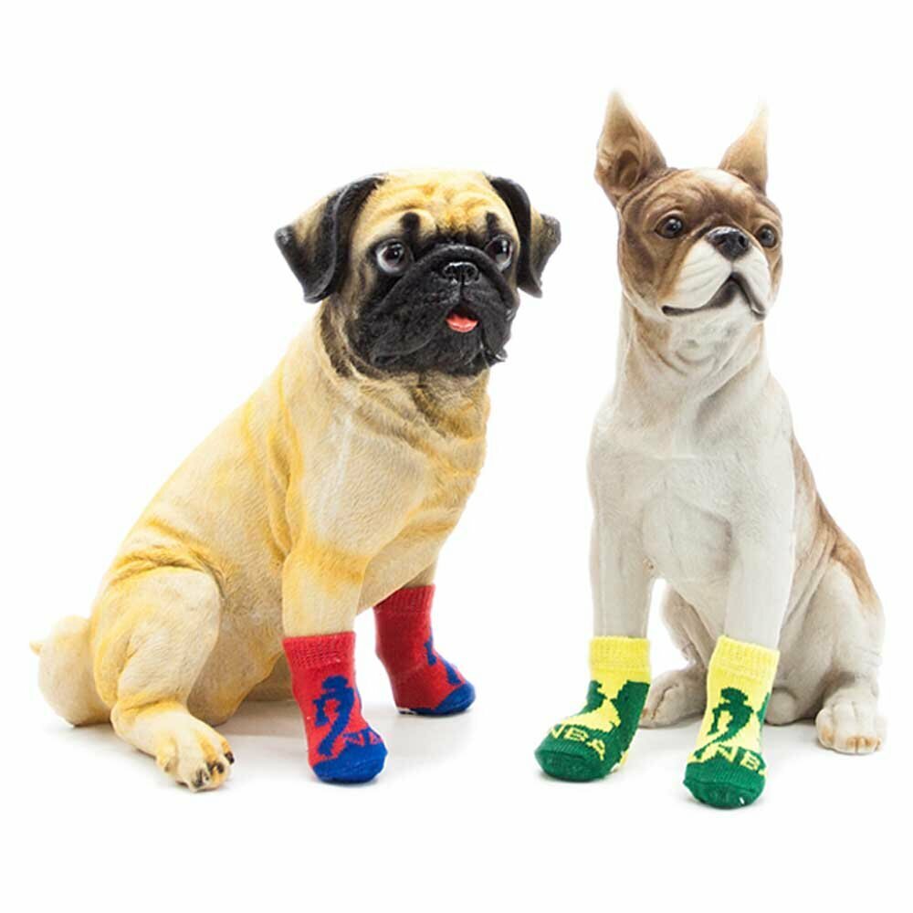 Calcetines antideslizantes para perros GogiPet, NBA amarillo-verde, alta calidad