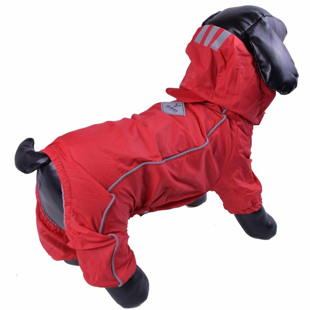 Chubasquero rojo para perros con 4 mangas y capucha desmontable
