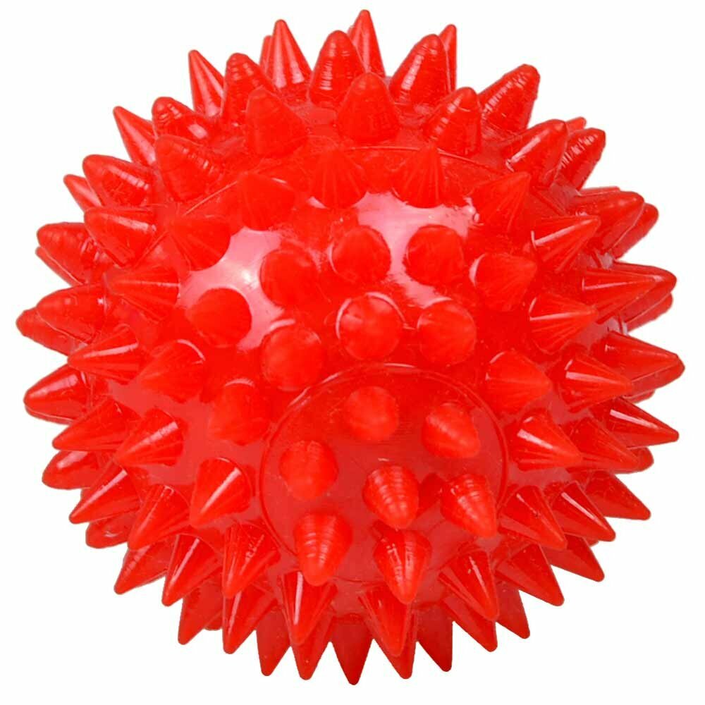 Pelota para perros luminosa y sonora roja de 10 cm. de diámetro - juguetes para perros.