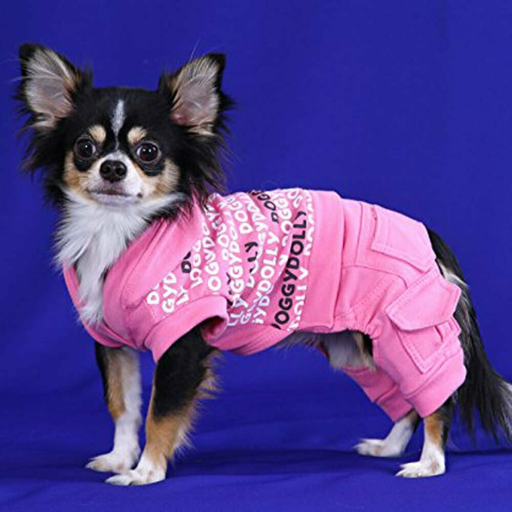Mono para perros de algodón con capucha de DoggyDolly rosa
