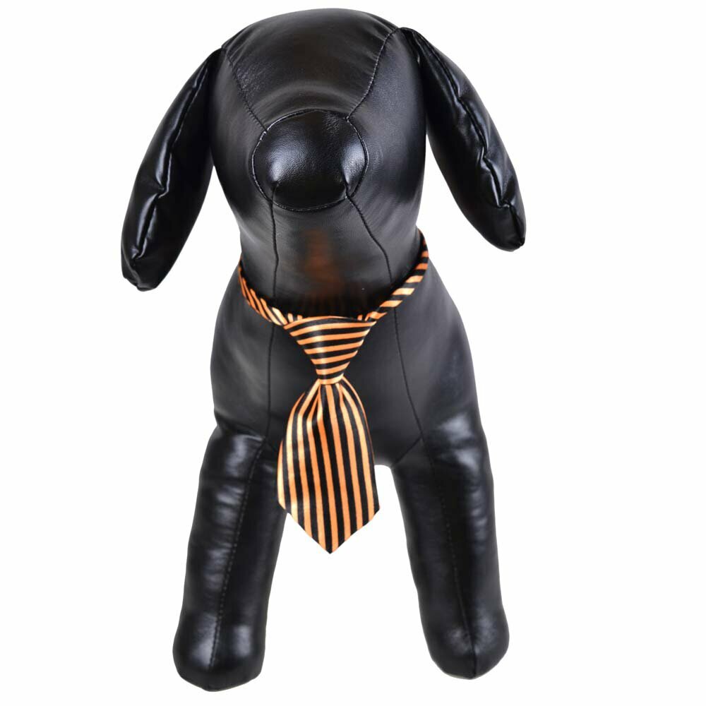 Corbata con rayas finas naranjas y negras para perros y gatos, grandes y pequeños.