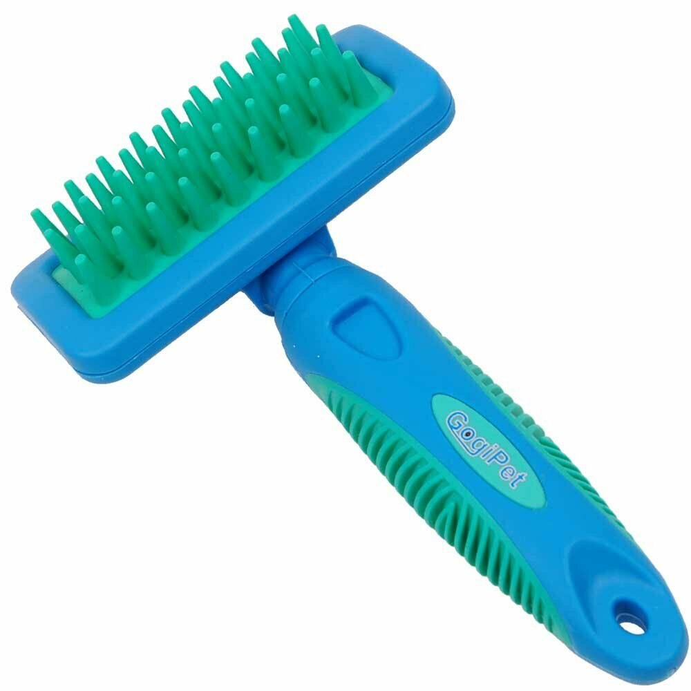 Cepillo con dientes de goma para baño, brillo y masaje GogiPet® - Pelo largo.